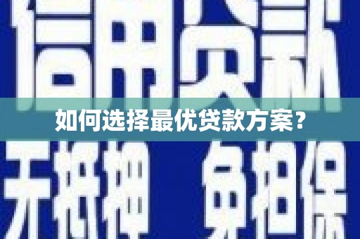 茄子河如何选择最优贷款方案？