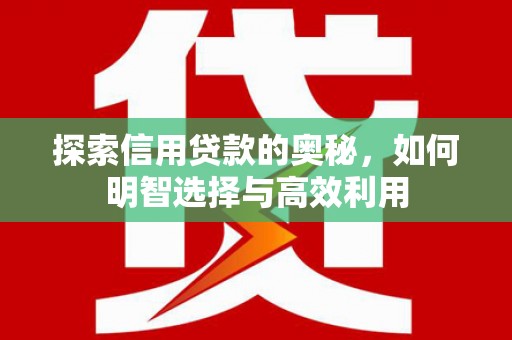 茄子河探索信用贷款的奥秘，如何明智选择与高效利用
