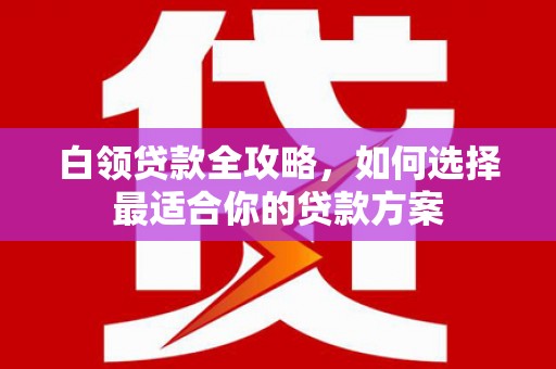 茄子河白领贷款全攻略，如何选择最适合你的贷款方案